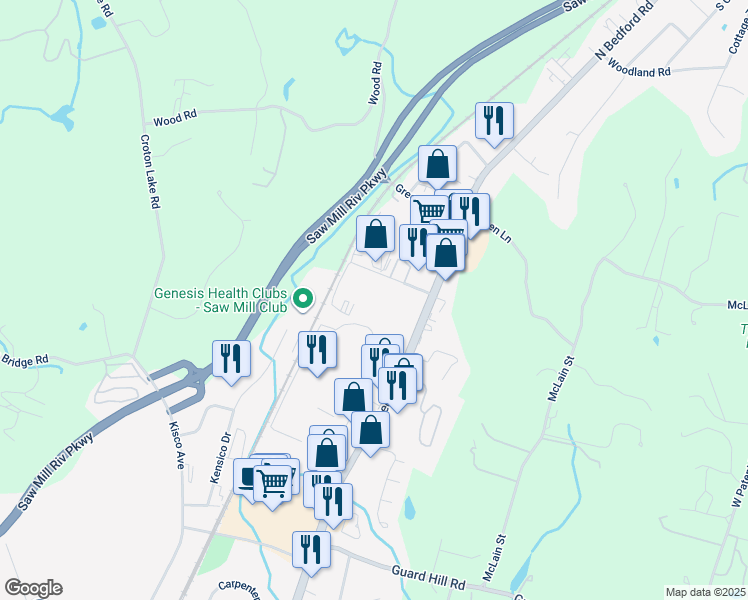map of restaurants, bars, coffee shops, grocery stores, and more near 777 Bedford Road in Bedford Hills