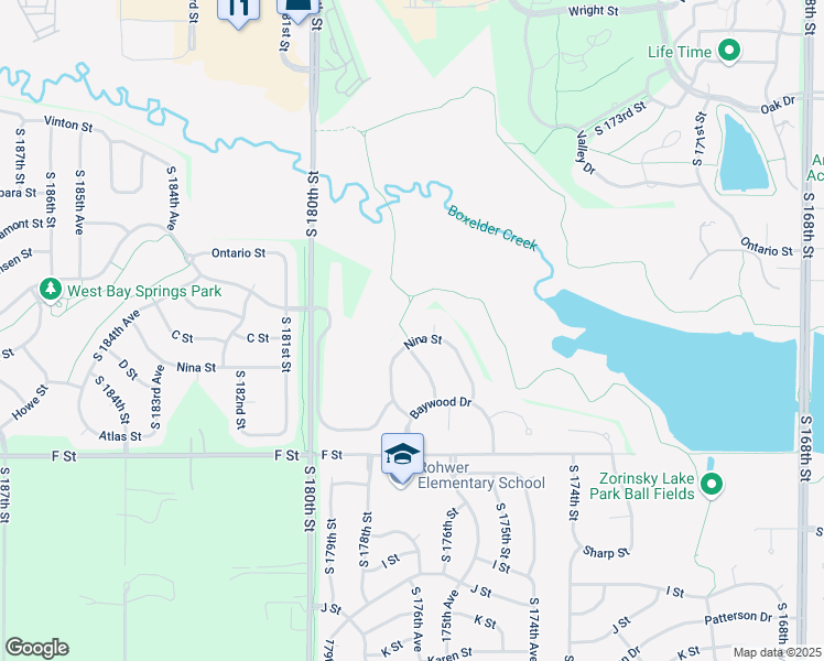 map of restaurants, bars, coffee shops, grocery stores, and more near 3830 South 176th Circle in Omaha