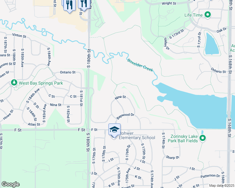 map of restaurants, bars, coffee shops, grocery stores, and more near 3830 South 176th Circle in Omaha