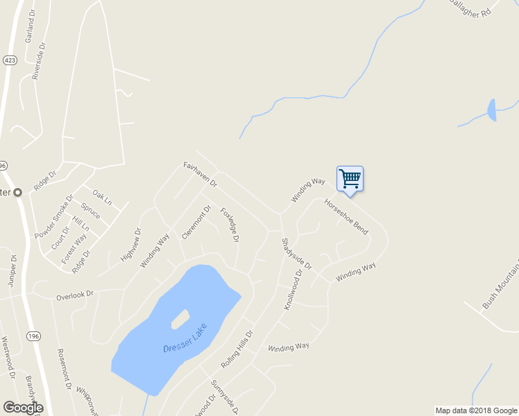 map of restaurants, bars, coffee shops, grocery stores, and more near 1361 Winding Way in Tobyhanna