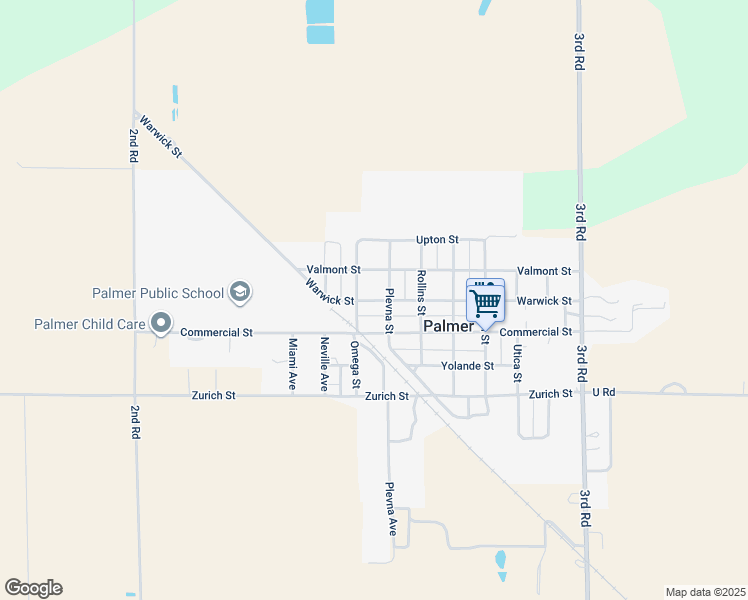 map of restaurants, bars, coffee shops, grocery stores, and more near Warwick Street in Palmer