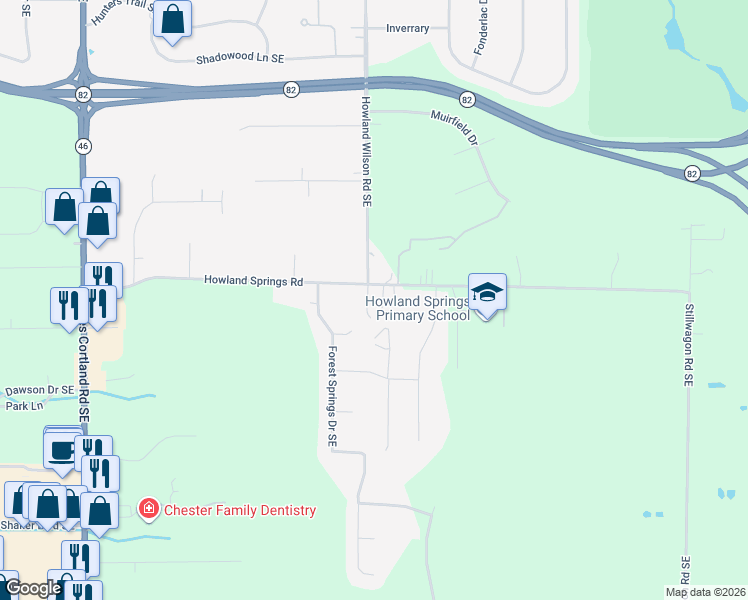 map of restaurants, bars, coffee shops, grocery stores, and more near 1006 Fern Court in Warren