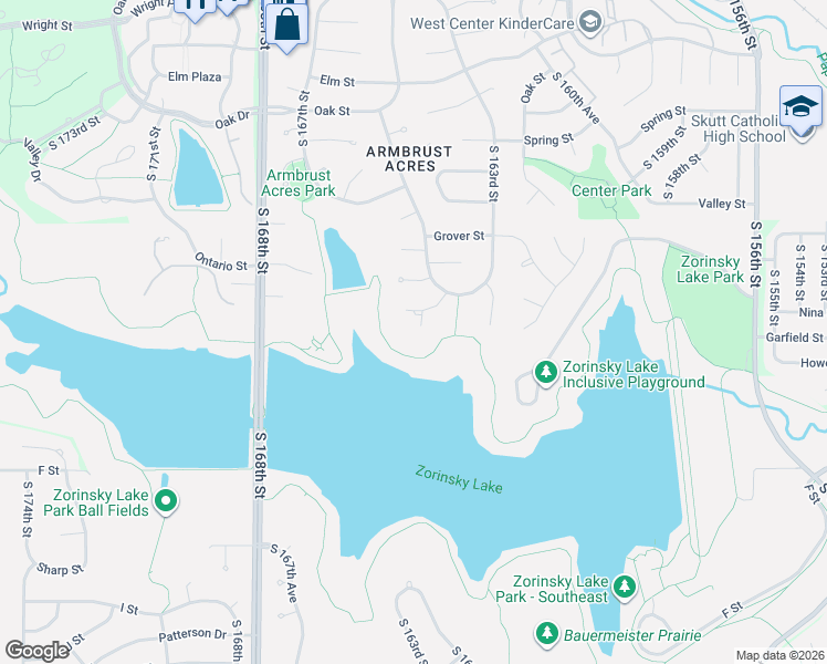 map of restaurants, bars, coffee shops, grocery stores, and more near 16571 Nina Circle in Omaha