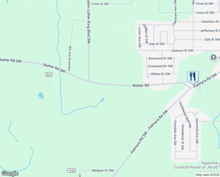 map of restaurants, bars, coffee shops, grocery stores, and more near 2641 Risher Road in Warren