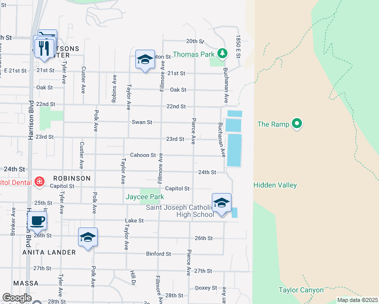 map of restaurants, bars, coffee shops, grocery stores, and more near 1684 Cahoon Street in Ogden