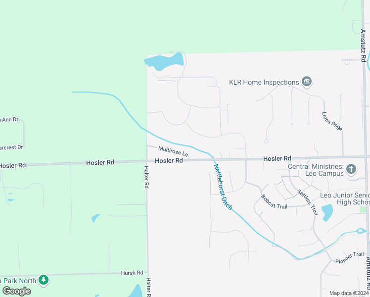 map of restaurants, bars, coffee shops, grocery stores, and more near 8726 Multirose Lane in Leo-Cedarville