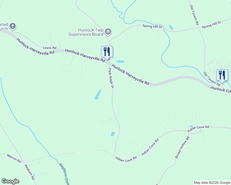 map of restaurants, bars, coffee shops, grocery stores, and more near 40 Park Ridge Dr in Hunlock Creek