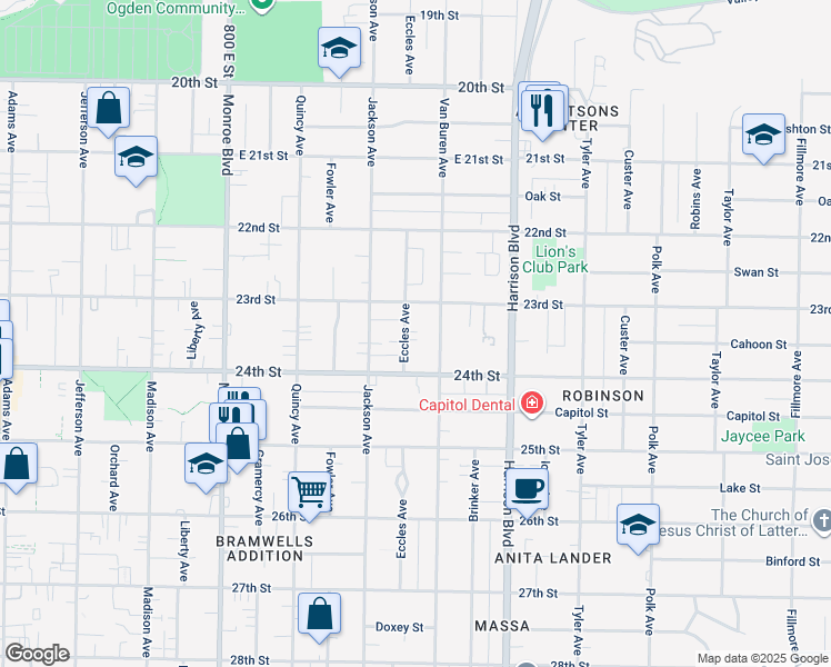 map of restaurants, bars, coffee shops, grocery stores, and more near 1036 24th Street in Ogden
