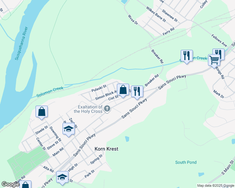 map of restaurants, bars, coffee shops, grocery stores, and more near 50-52 Mary St in Ashley