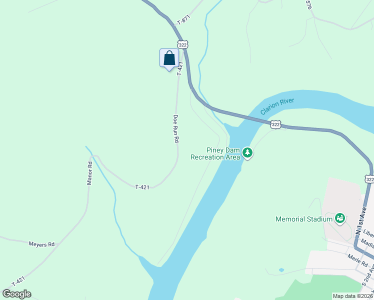 map of restaurants, bars, coffee shops, grocery stores, and more near 2978 Doe Run Road in Shippenville