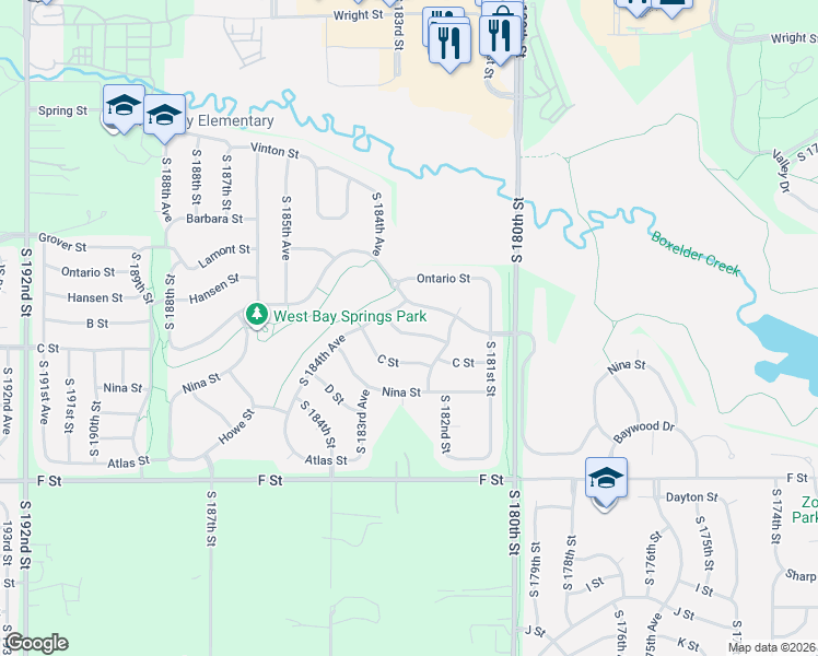 map of restaurants, bars, coffee shops, grocery stores, and more near 18416 Pasadena Avenue in Omaha