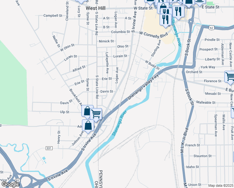 map of restaurants, bars, coffee shops, grocery stores, and more near 440 Davis Street in Sharon