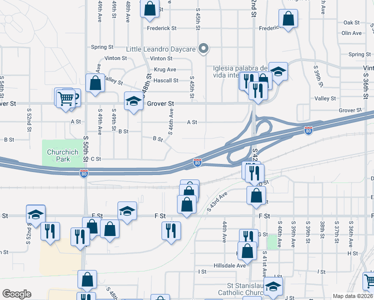 map of restaurants, bars, coffee shops, grocery stores, and more near 4485 Shady Lane Circle in Omaha