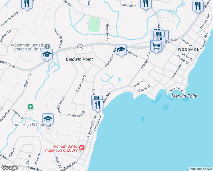 map of restaurants, bars, coffee shops, grocery stores, and more near 98 Sandpiper Crescent in Milford