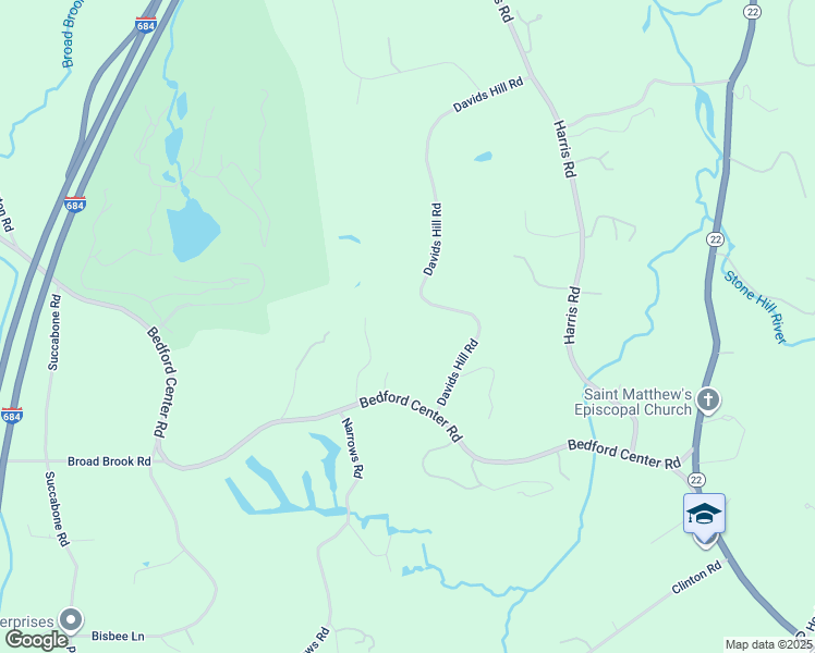 map of restaurants, bars, coffee shops, grocery stores, and more near 125 Davids Hill Road in Bedford Hills