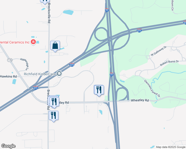 map of restaurants, bars, coffee shops, grocery stores, and more near 4025 Kinross Lakes Parkway in Richfield