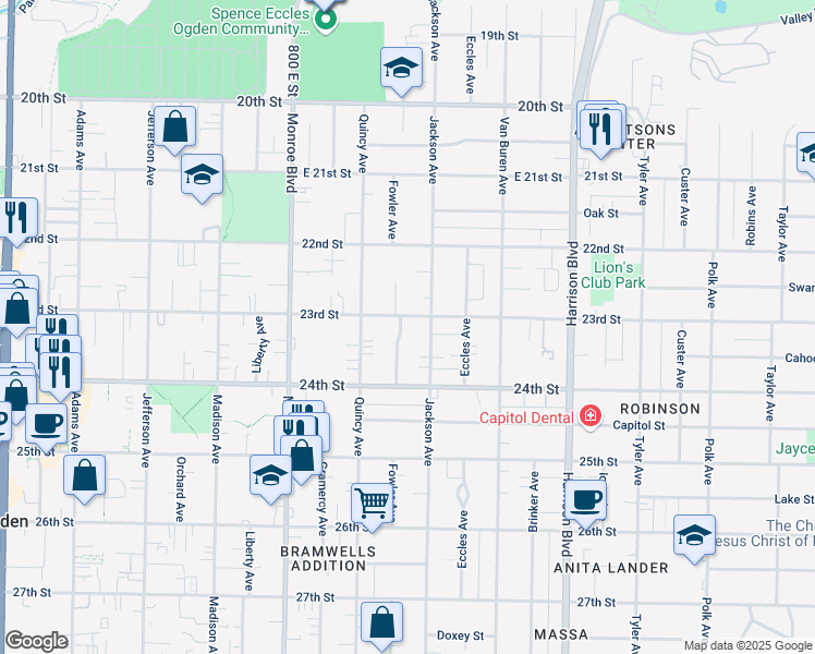 map of restaurants, bars, coffee shops, grocery stores, and more near 983 23rd Street in Ogden