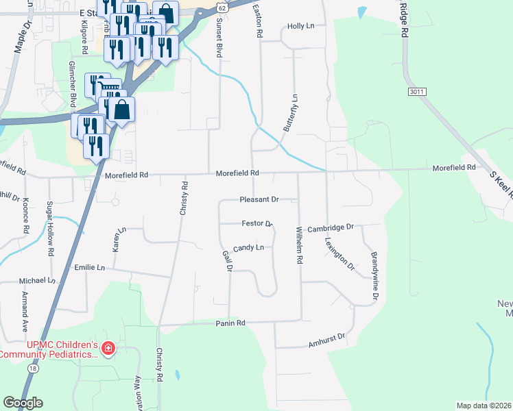 map of restaurants, bars, coffee shops, grocery stores, and more near 3700 Pleasant Drive in Hermitage