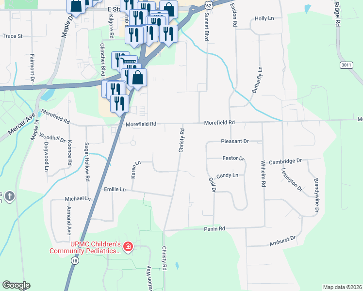 map of restaurants, bars, coffee shops, grocery stores, and more near 706 Christy Road in Hermitage