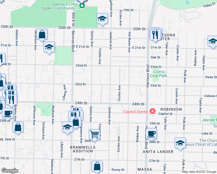 map of restaurants, bars, coffee shops, grocery stores, and more near 983 23rd Street in Ogden