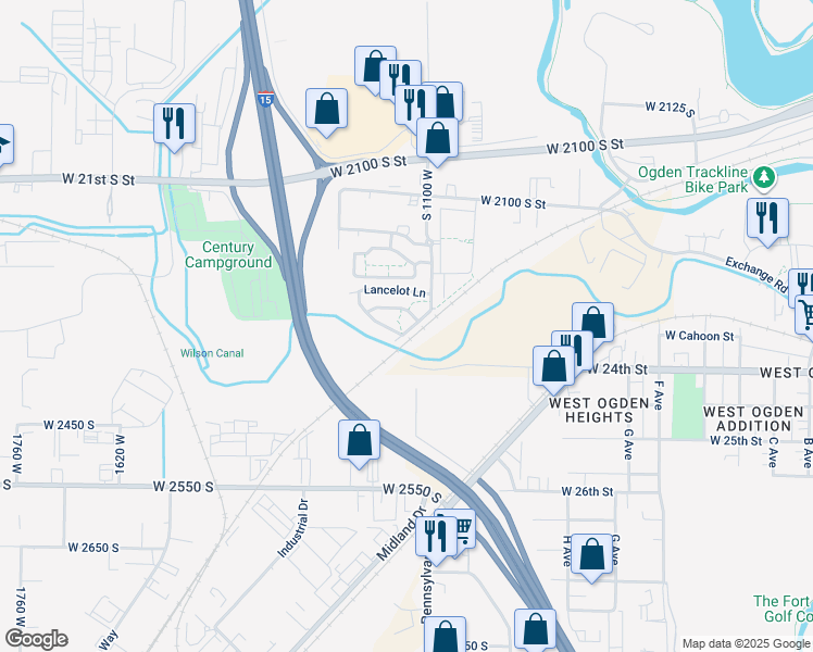 map of restaurants, bars, coffee shops, grocery stores, and more near 2391 Arthur Way in Ogden