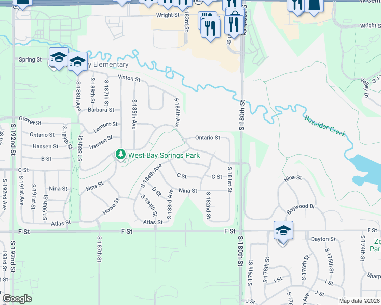 map of restaurants, bars, coffee shops, grocery stores, and more near 18416 Pasadena Avenue in Omaha