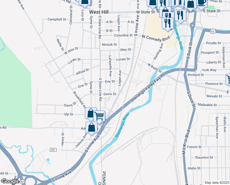 map of restaurants, bars, coffee shops, grocery stores, and more near 440 Davis Street in Sharon