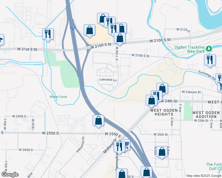 map of restaurants, bars, coffee shops, grocery stores, and more near 2391 Arthur Way in Ogden