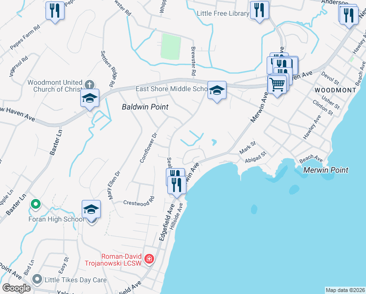map of restaurants, bars, coffee shops, grocery stores, and more near 58 Sandpiper Crescent in Milford