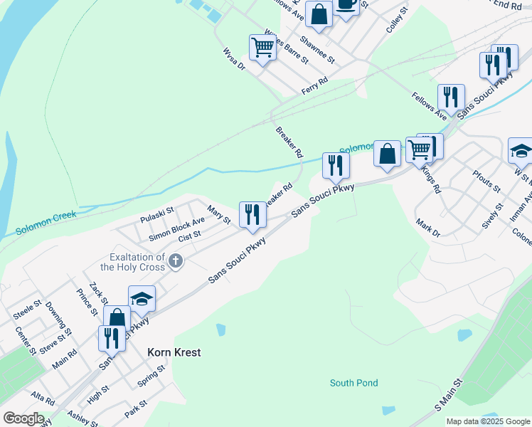 map of restaurants, bars, coffee shops, grocery stores, and more near 222 Main Road in Hanover