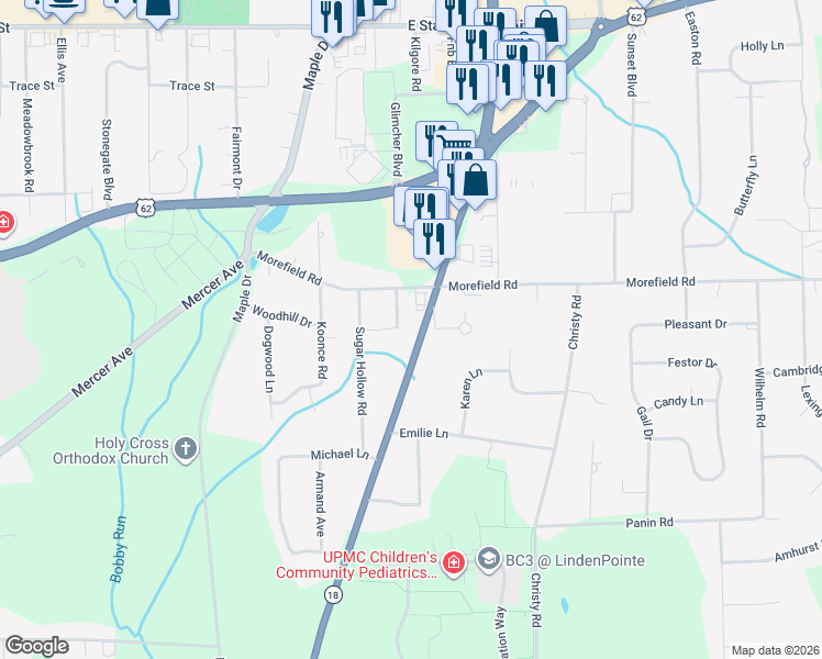map of restaurants, bars, coffee shops, grocery stores, and more near 650 South Hermitage Road in Hermitage