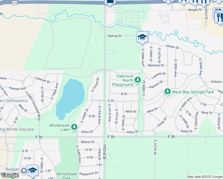 map of restaurants, bars, coffee shops, grocery stores, and more near 3659 South 191st Avenue in Omaha