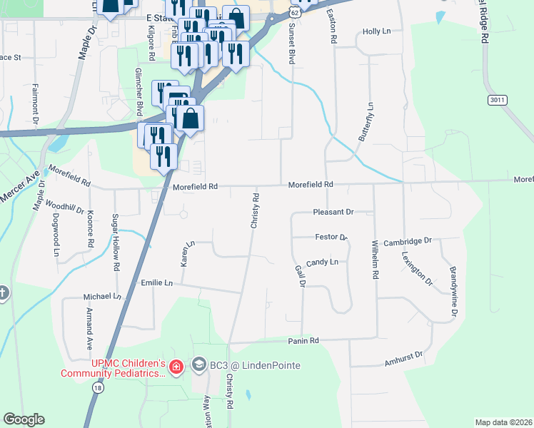 map of restaurants, bars, coffee shops, grocery stores, and more near 690 Gail Drive in Hermitage