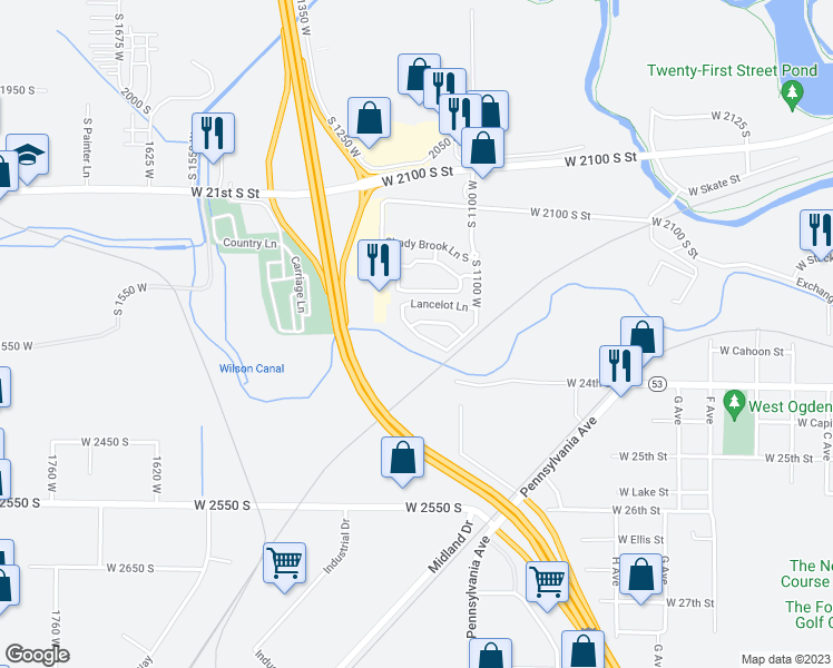 map of restaurants, bars, coffee shops, grocery stores, and more near 2388 South Knights Way in West Haven