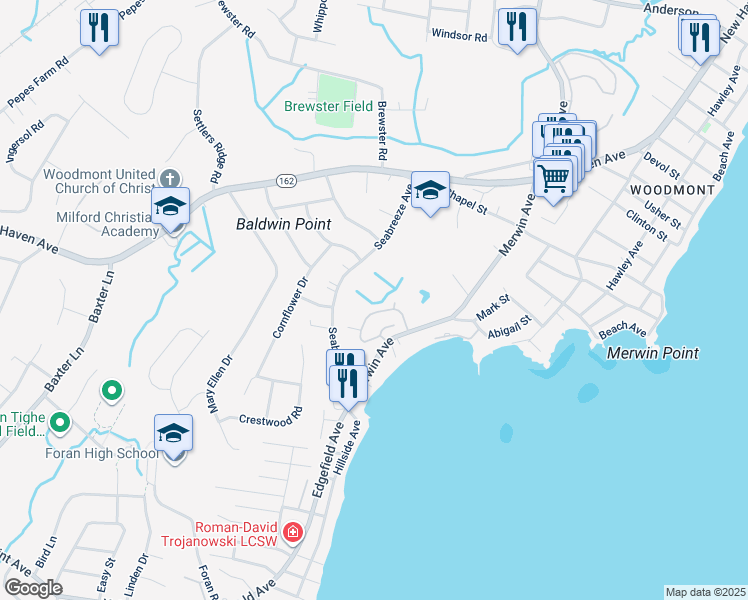 map of restaurants, bars, coffee shops, grocery stores, and more near 58 Sandpiper Crescent in Milford
