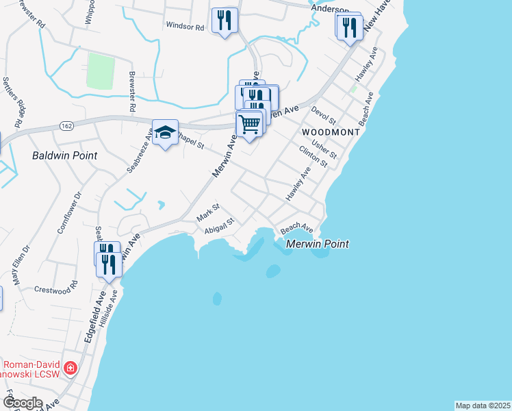 map of restaurants, bars, coffee shops, grocery stores, and more near 162 Kings Highway in Milford