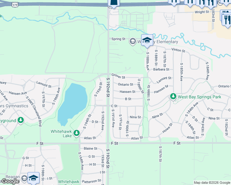 map of restaurants, bars, coffee shops, grocery stores, and more near 3659 South 191st Avenue in Omaha