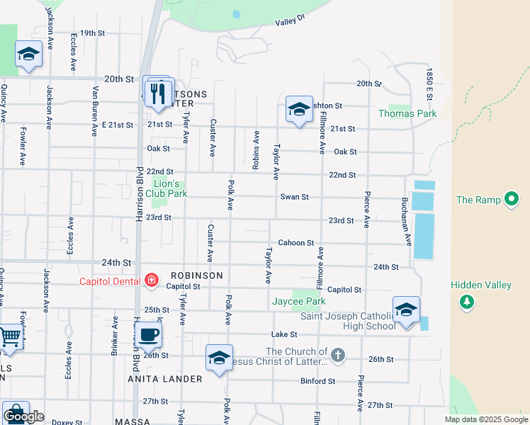 map of restaurants, bars, coffee shops, grocery stores, and more near 1470 23rd Street in Ogden