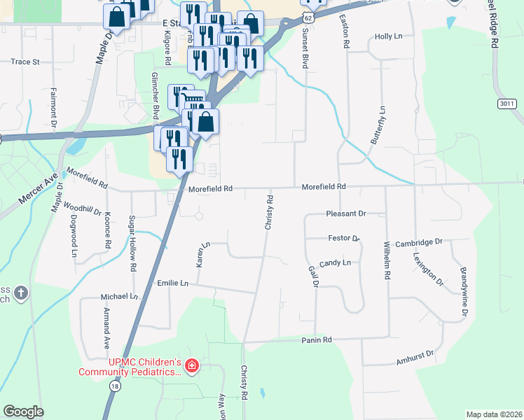 map of restaurants, bars, coffee shops, grocery stores, and more near 706 Christy Road in Hermitage