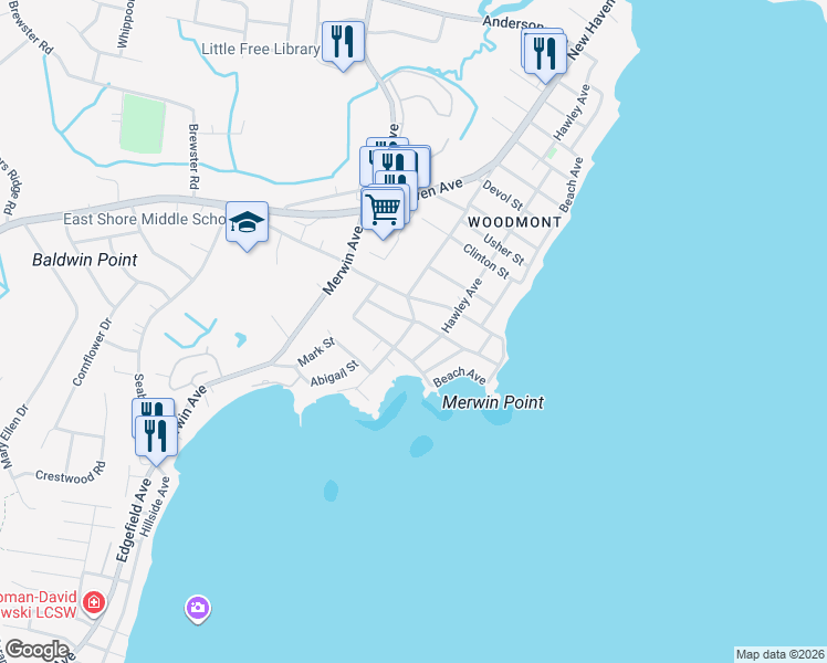 map of restaurants, bars, coffee shops, grocery stores, and more near 162 Kings Highway in Milford
