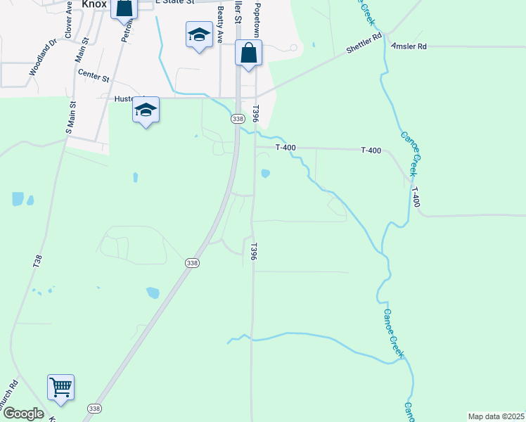map of restaurants, bars, coffee shops, grocery stores, and more near 1126 Popetown Road in Knox