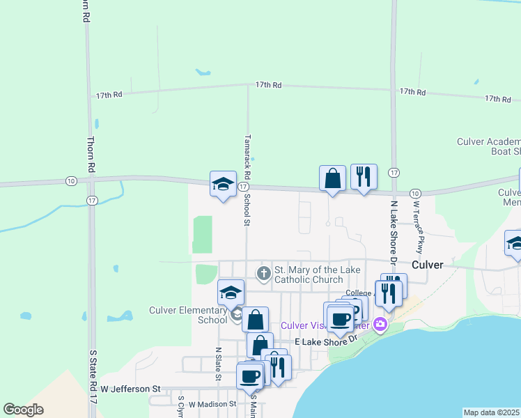 map of restaurants, bars, coffee shops, grocery stores, and more near 708-760 School St in Culver