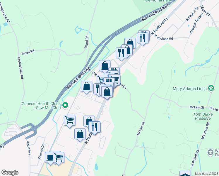 map of restaurants, bars, coffee shops, grocery stores, and more near 777 Bedford Road in Bedford Hills