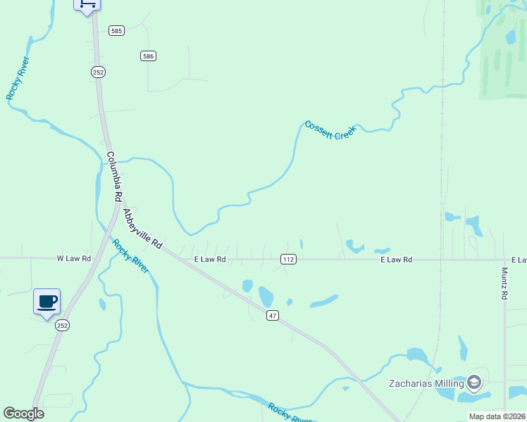 map of restaurants, bars, coffee shops, grocery stores, and more near 6261 East Law Road in Valley City