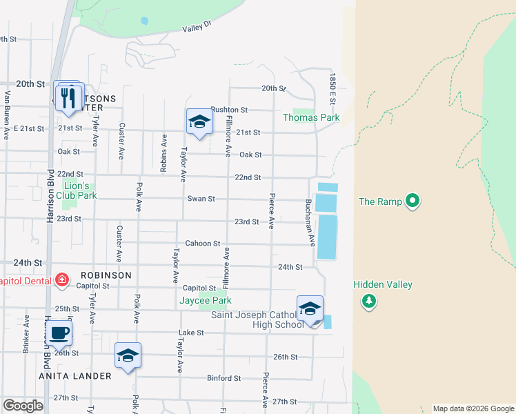 map of restaurants, bars, coffee shops, grocery stores, and more near 1682 23rd Street in Ogden