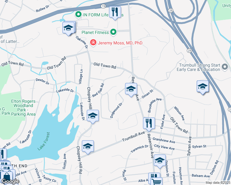 map of restaurants, bars, coffee shops, grocery stores, and more near 166 Nautilus Road in Bridgeport
