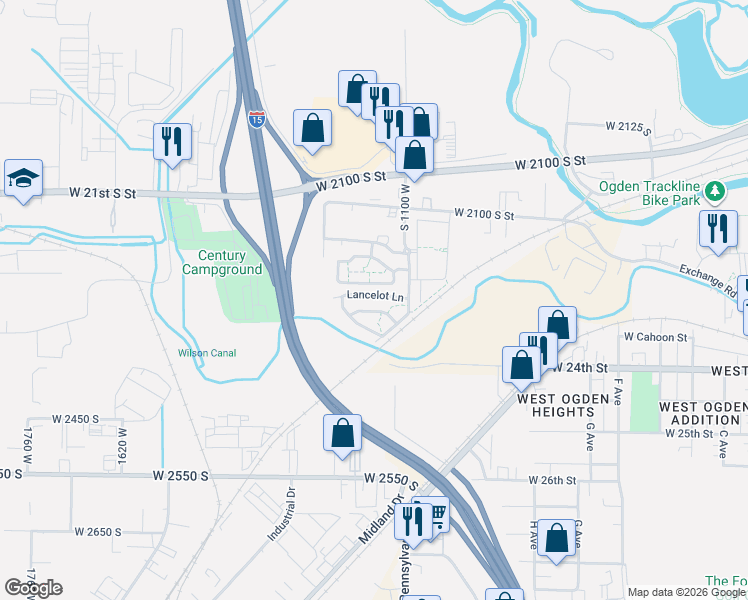 map of restaurants, bars, coffee shops, grocery stores, and more near 2265 South 1100 West in West Haven