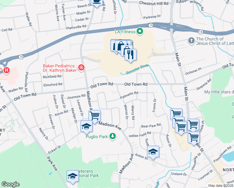 map of restaurants, bars, coffee shops, grocery stores, and more near 62 Derman Circle in Bridgeport