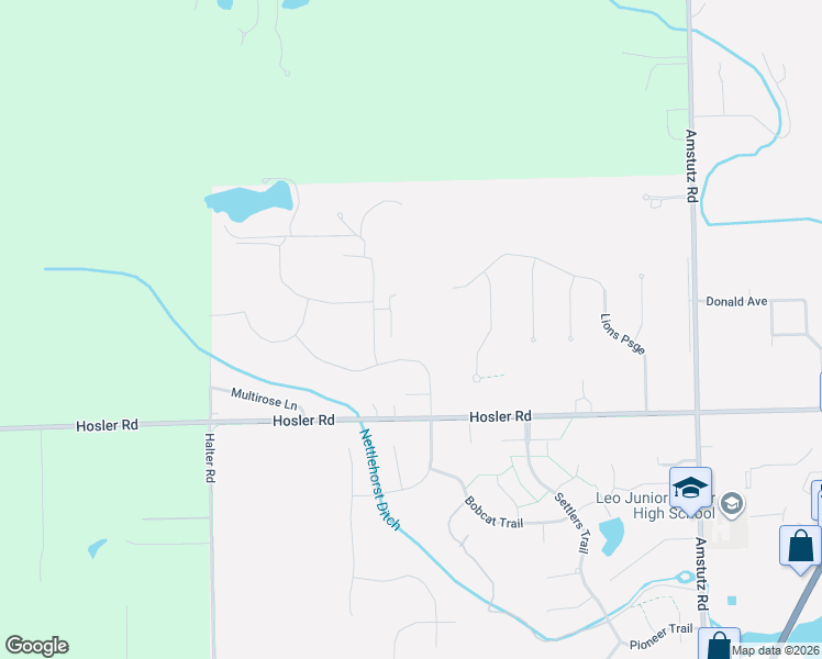 map of restaurants, bars, coffee shops, grocery stores, and more near 9043 Hosler Road in Leo-Cedarville