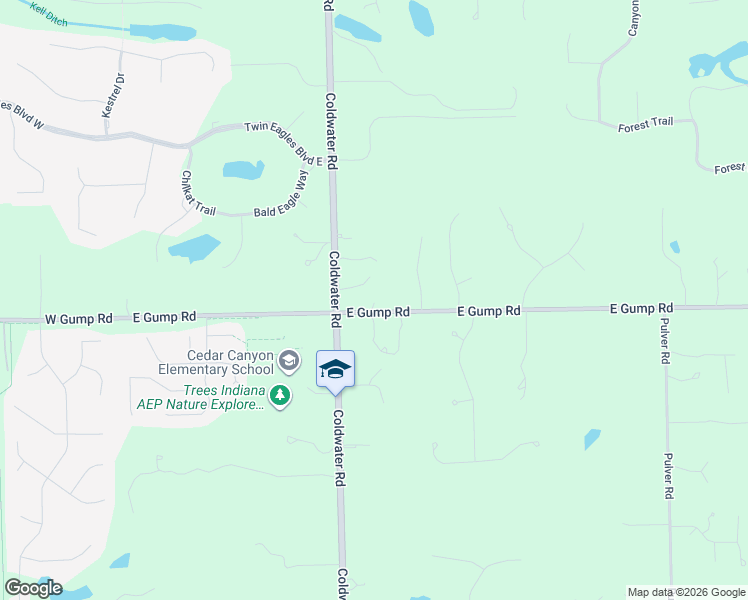 map of restaurants, bars, coffee shops, grocery stores, and more near 15402 Coldwater Rd in Fort Wayne